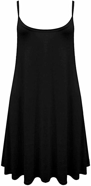 Plus Size Womens Printed Strappy Sleeveless Ladies Mini Dress Vest Top