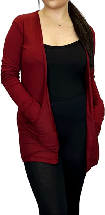 Ladies Long Sleeve Pocket Cardigan Womens Top Sizes 8-14