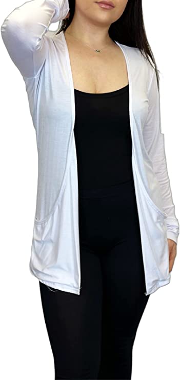 Ladies Long Sleeve Pocket Cardigan Womens Top Sizes 8-14