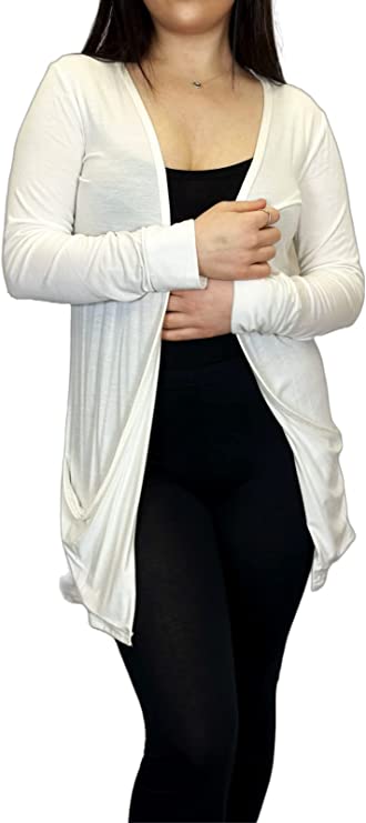 Ladies Long Sleeve Pocket Cardigan Womens Top Sizes 8-14