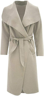 Load image into Gallery viewer, Womens Ladies Italian Waterfall Drape Belted Coat Long Sleeve Collared Pockets Celeb Oversized Duster Cardigan Trech Coats Plus Size UK 8-22
