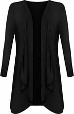 Load image into Gallery viewer, Womens Ladies Plain Draped Open Waterfall Boyfriend Cardigan Asymmetric Irregular Hanky Hem Long Sleeve Cardi Top Loose Baggy Jacket Blazer
