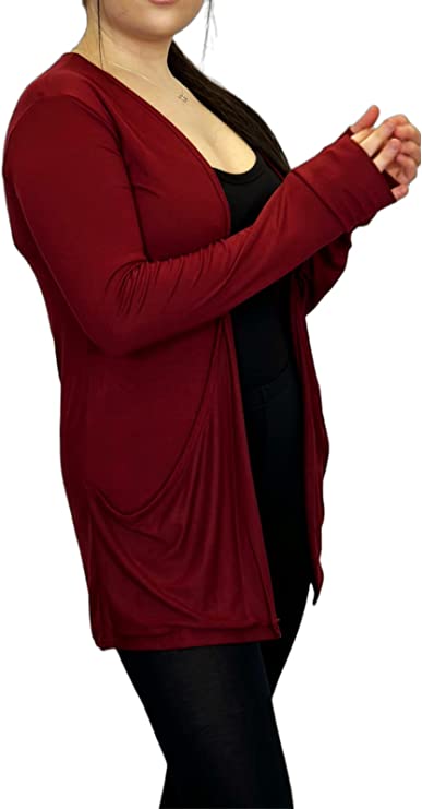 Ladies Long Sleeve Pocket Cardigan Womens Top Sizes 8-14