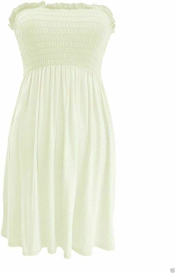 New Womens Ladies Sheering Top Strapless Bandeau Dress Top Jersey Ladies Plus Size Boobtube Top Dress UK 16-22