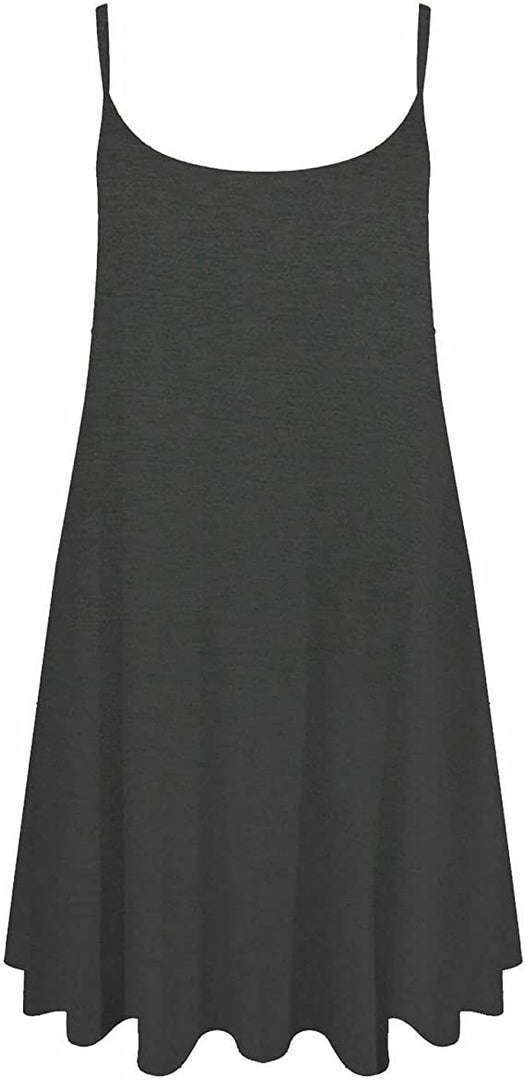 Plus Size Womens Printed Strappy Sleeveless Ladies Mini Dress Vest Top