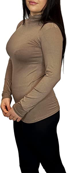 Ladies Polo Roll Neck Long Sleeve Turtle Neck Plain Jumpers for Women Top Womens Ladies New Plain Turtle Polo Roll Neck Long Sleeve Stretch Jumper T-Shirt Tee Top 8-14