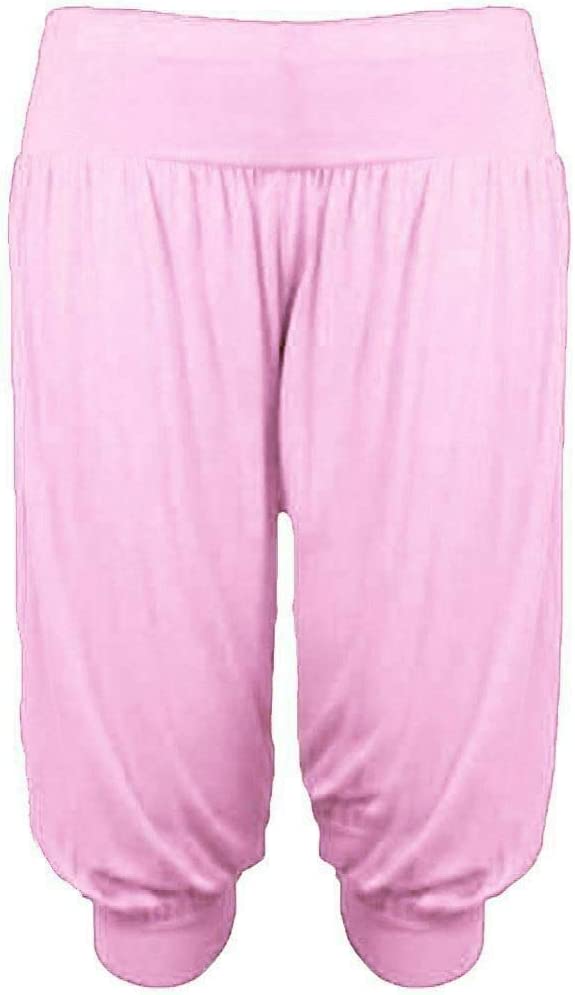 Ladies Plus Size Ali Baba Baggy Stretch Fit Shorts Womens Plain Cropped Harem Trouser Pants 8-26