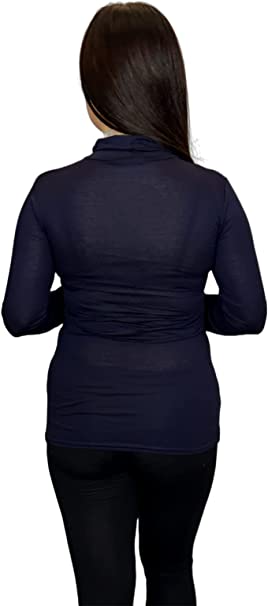 Ladies Polo Roll Neck Long Sleeve Turtle Neck Plain Jumpers for Women Top Womens Ladies New Plain Turtle Polo Roll Neck Long Sleeve Stretch Jumper T-Shirt Tee Top 8-14