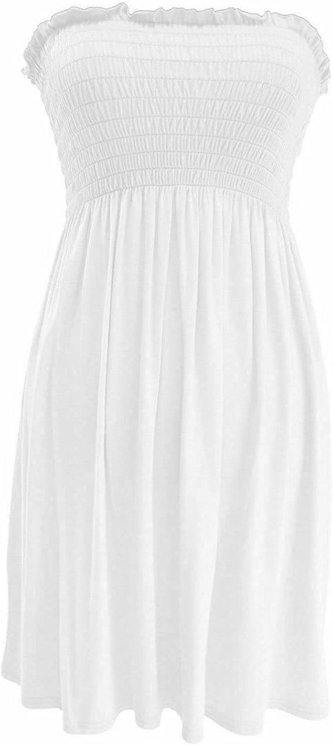 New Womens Ladies Sheering Top Strapless Bandeau Dress Top Jersey Ladies Plus Size Boobtube Top Dress UK 16-22