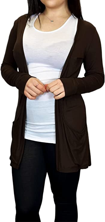 Ladies Long Sleeve Pocket Cardigan Womens Top Sizes 8-14