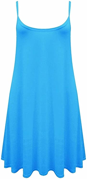 Plus Size Womens Printed Strappy Sleeveless Ladies Mini Dress Vest Top