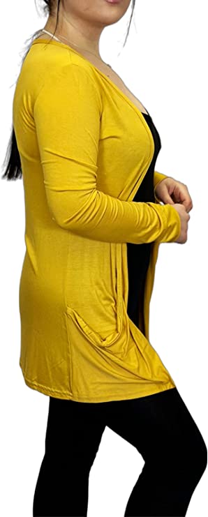 Ladies Long Sleeve Pocket Cardigan Womens Top Sizes 8-14