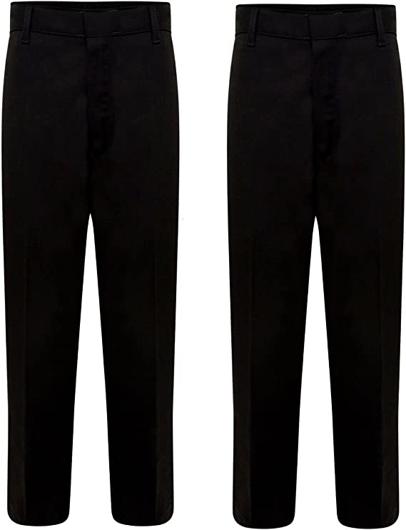 Boys School Uniform Half Elastic Waist Zip & Clip Trouser Boys Zip & Clip School Uniform Pants Boys Pull Up School Trousers 4-15 Years