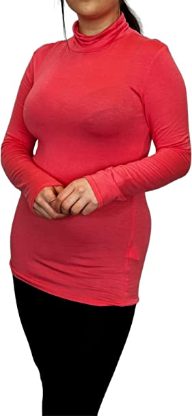 Ladies Polo Roll Neck Long Sleeve Turtle Neck Plain Jumpers for Women Top Womens Ladies New Plain Turtle Polo Roll Neck Long Sleeve Stretch Jumper T-Shirt Tee Top 8-14