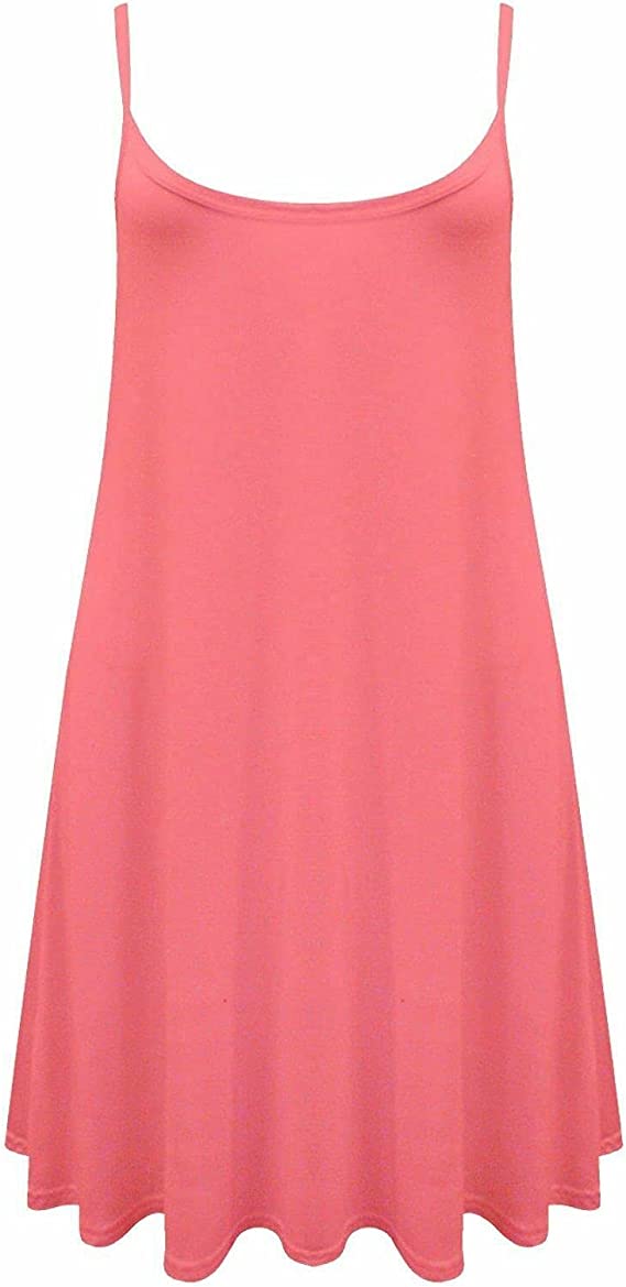 Plus Size Womens Printed Strappy Sleeveless Ladies Mini Dress Vest Top