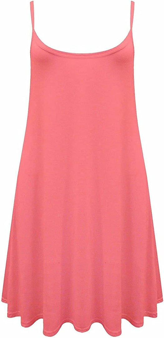 Plus Size Womens Printed Strappy Sleeveless Ladies Mini Dress Vest Top