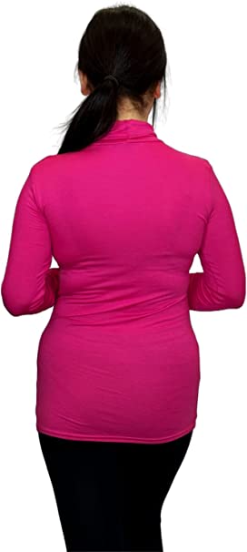 Ladies Polo Roll Neck Long Sleeve Turtle Neck Plain Jumpers for Women Top Womens Ladies New Plain Turtle Polo Roll Neck Long Sleeve Stretch Jumper T-Shirt Tee Top 8-14
