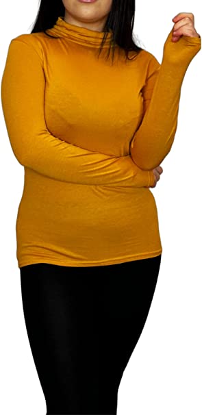 Ladies Polo Roll Neck Long Sleeve Turtle Neck Plain Jumpers for Women Top Womens Ladies New Plain Turtle Polo Roll Neck Long Sleeve Stretch Jumper T-Shirt Tee Top 8-14