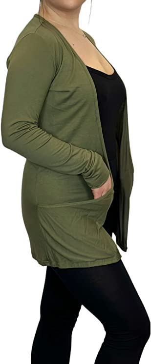 Ladies Long Sleeve Pocket Cardigan Womens Top Sizes 8-14