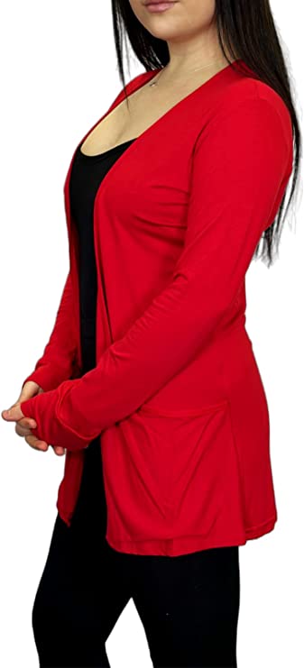 Ladies Long Sleeve Pocket Cardigan Womens Top Sizes 8-14