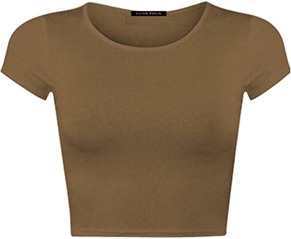 Women Cap Short Sleeve Crop Top Round Neck Plain/Printed T-Shirt Stretchy Summer Cropped Vest Tops Size 8-14