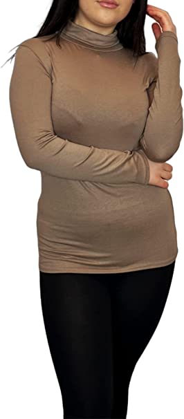 Ladies Polo Roll Neck Long Sleeve Turtle Neck Plain Jumpers for Women Top Womens Ladies New Plain Turtle Polo Roll Neck Long Sleeve Stretch Jumper T-Shirt Tee Top 8-14