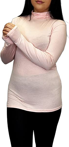 Ladies Polo Roll Neck Long Sleeve Turtle Neck Plain Jumpers for Women Top Womens Ladies New Plain Turtle Polo Roll Neck Long Sleeve Stretch Jumper T-Shirt Tee Top 8-14