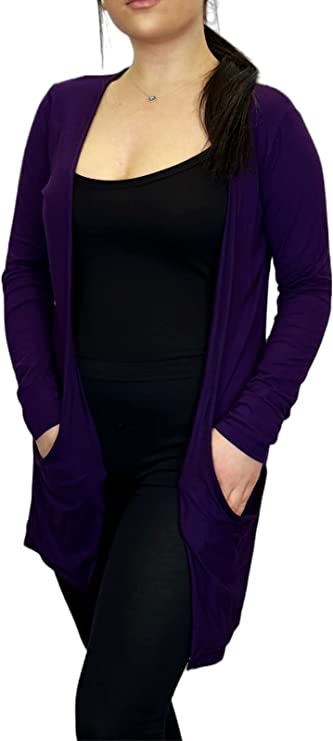 Ladies Long Sleeve Pocket Cardigan Womens Top Sizes 8-14