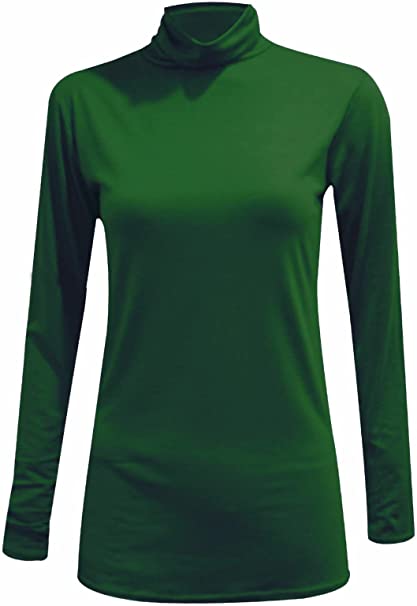 Ladies Polo Roll Neck Long Sleeve Turtle Neck Plain Jumpers for Women Top Womens Ladies New Plain Turtle Polo Roll Neck Long Sleeve Stretch Jumper T-Shirt Tee Top 8-14