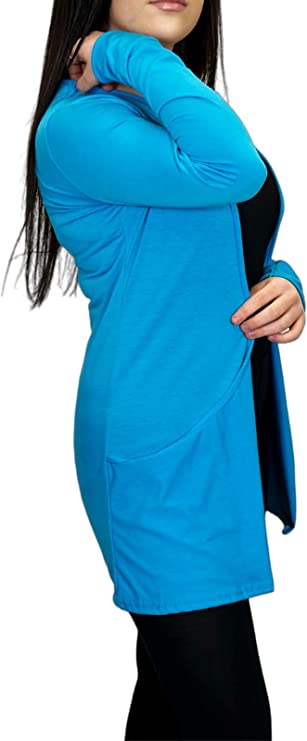Ladies Long Sleeve Pocket Cardigan Womens Top Sizes 8-14
