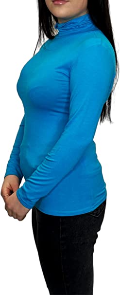 Ladies Polo Roll Neck Long Sleeve Turtle Neck Plain Jumpers for Women Top Womens Ladies New Plain Turtle Polo Roll Neck Long Sleeve Stretch Jumper T-Shirt Tee Top 8-14