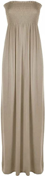 Load image into Gallery viewer, Plus Size Womens Printed Bandeau Strapless Shirred Ladies Long Maxi Dress
