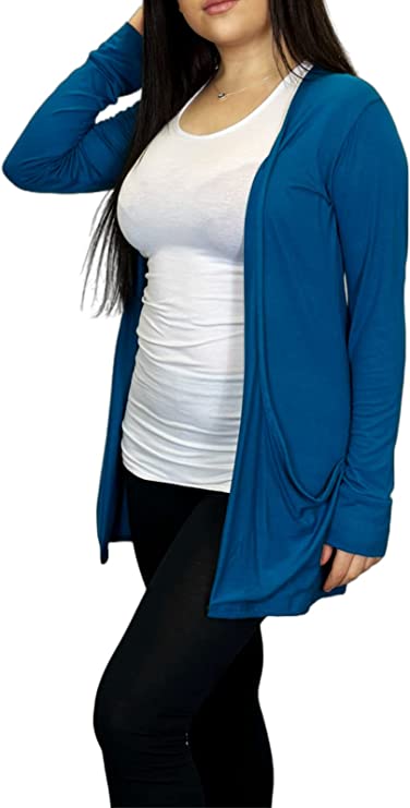 Ladies Long Sleeve Pocket Cardigan Womens Top Sizes 8-14