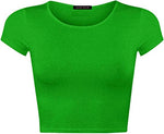 Load image into Gallery viewer, Women Cap Short Sleeve Crop Top Round Neck Plain/Printed T-Shirt Stretchy Summer Cropped Vest Tops Size 8-14
