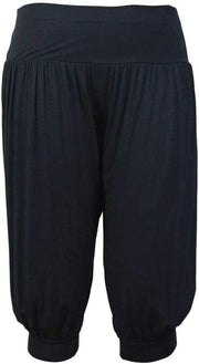 Ladies Plus Size Ali Baba Baggy Stretch Fit Shorts Womens Plain Cropped Harem Trouser Pants 8-26