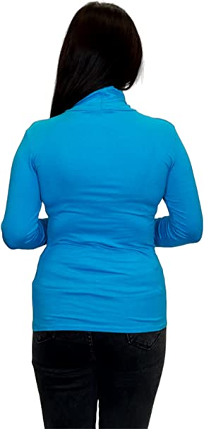 Ladies Polo Roll Neck Long Sleeve Turtle Neck Plain Jumpers for Women Top Womens Ladies New Plain Turtle Polo Roll Neck Long Sleeve Stretch Jumper T-Shirt Tee Top 8-14