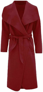 Load image into Gallery viewer, Womens Ladies Italian Waterfall Drape Belted Coat Long Sleeve Collared Pockets Celeb Oversized Duster Cardigan Trech Coats Plus Size UK 8-22
