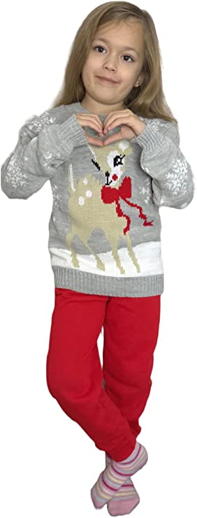 Children's Kids Girls Boys Bambi Christmas Jumper
