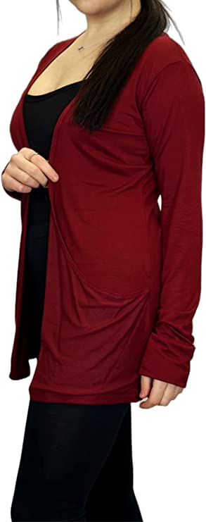 Ladies Long Sleeve Pocket Cardigan Womens Top Sizes 8-14