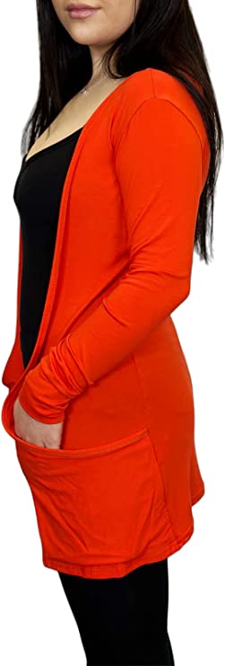 Ladies Long Sleeve Pocket Cardigan Womens Top Sizes 8-14