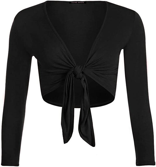 LUXE DIVA Women's Front Tie Bolero Shrug Cardigan