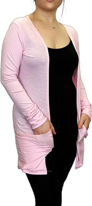 Ladies Long Sleeve Pocket Cardigan Womens Top Sizes 8-14