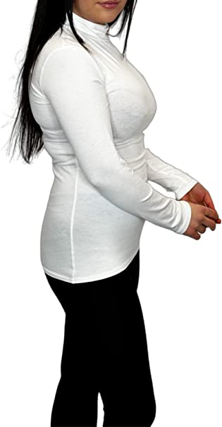 Ladies Polo Roll Neck Long Sleeve Turtle Neck Plain Jumpers for Women Top Womens Ladies New Plain Turtle Polo Roll Neck Long Sleeve Stretch Jumper T-Shirt Tee Top 8-14