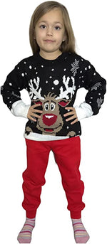 Load image into Gallery viewer, Children&#39;s Kids Girls Boys Rudolph On The Wall Christmas Jumper
