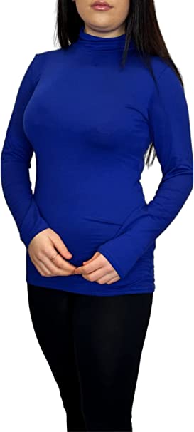 Ladies Polo Roll Neck Long Sleeve Turtle Neck Plain Jumpers for Women Top Womens Ladies New Plain Turtle Polo Roll Neck Long Sleeve Stretch Jumper T-Shirt Tee Top 8-14