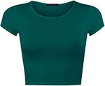 Load image into Gallery viewer, Women Cap Short Sleeve Crop Top Round Neck Plain/Printed T-Shirt Stretchy Summer Cropped Vest Tops Size 8-14
