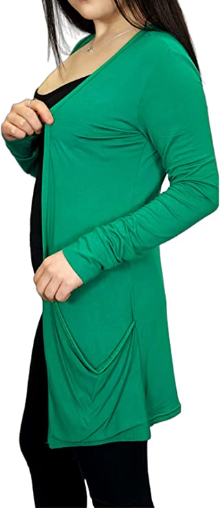 Ladies Long Sleeve Pocket Cardigan Womens Top Sizes 8-14