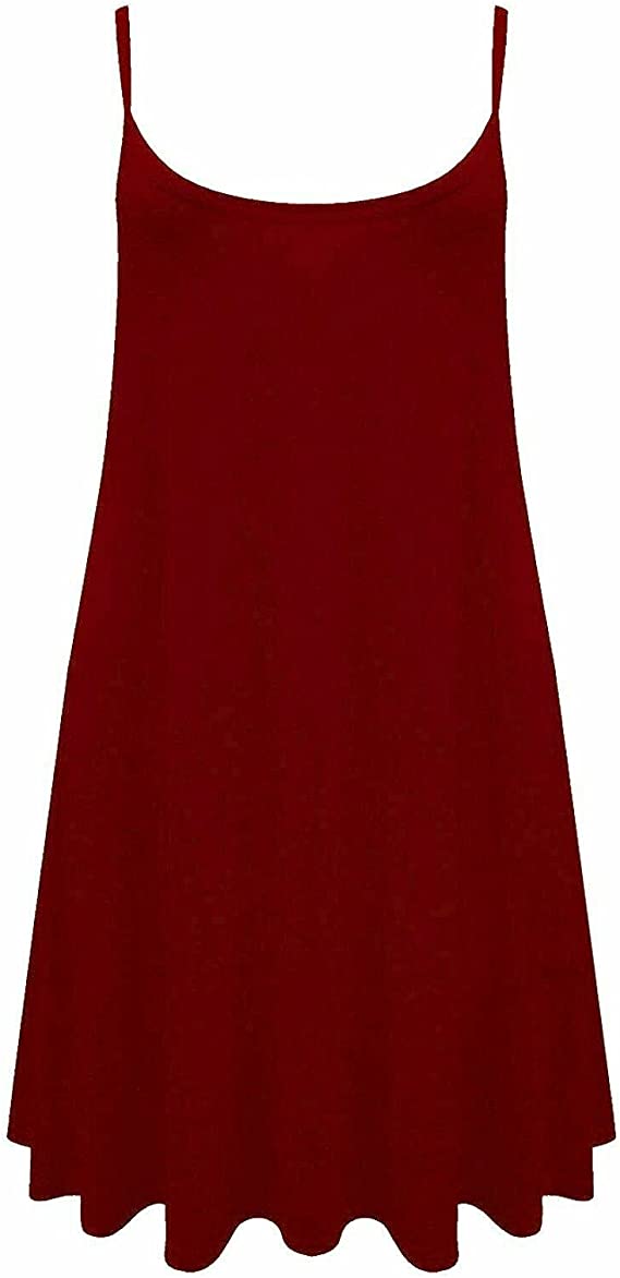 Plus Size Womens Printed Strappy Sleeveless Ladies Mini Dress Vest Top