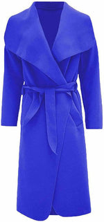 Load image into Gallery viewer, Womens Ladies Italian Waterfall Drape Belted Coat Long Sleeve Collared Pockets Celeb Oversized Duster Cardigan Trech Coats Plus Size UK 8-22

