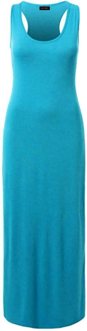 Womens Summer Maxi Casual Dress Ladies Racer Back Long Beach Dress with Short-Sleeve Crew-Neck Loose Sizes 8-26